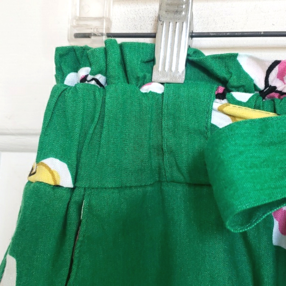 Charter Club Linen Paperbag Floral Tie Waist Green Pink Yellow Summer Shorts M - Picture 6 of 12